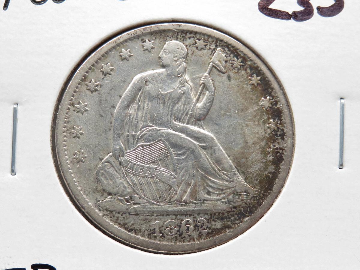 Seated Liberty Half $ 1862-S Extra Fine