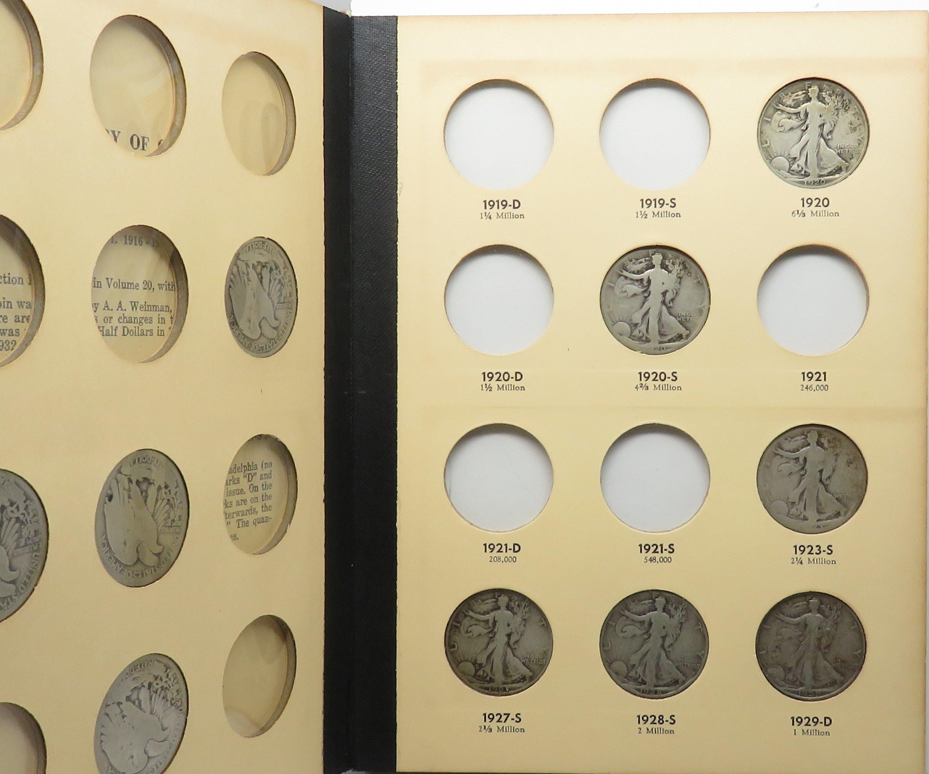 Walking Liberty Half $ Library of Coins album 22 coins Good to Extra Fine, 1917 to 1937 Part 1
