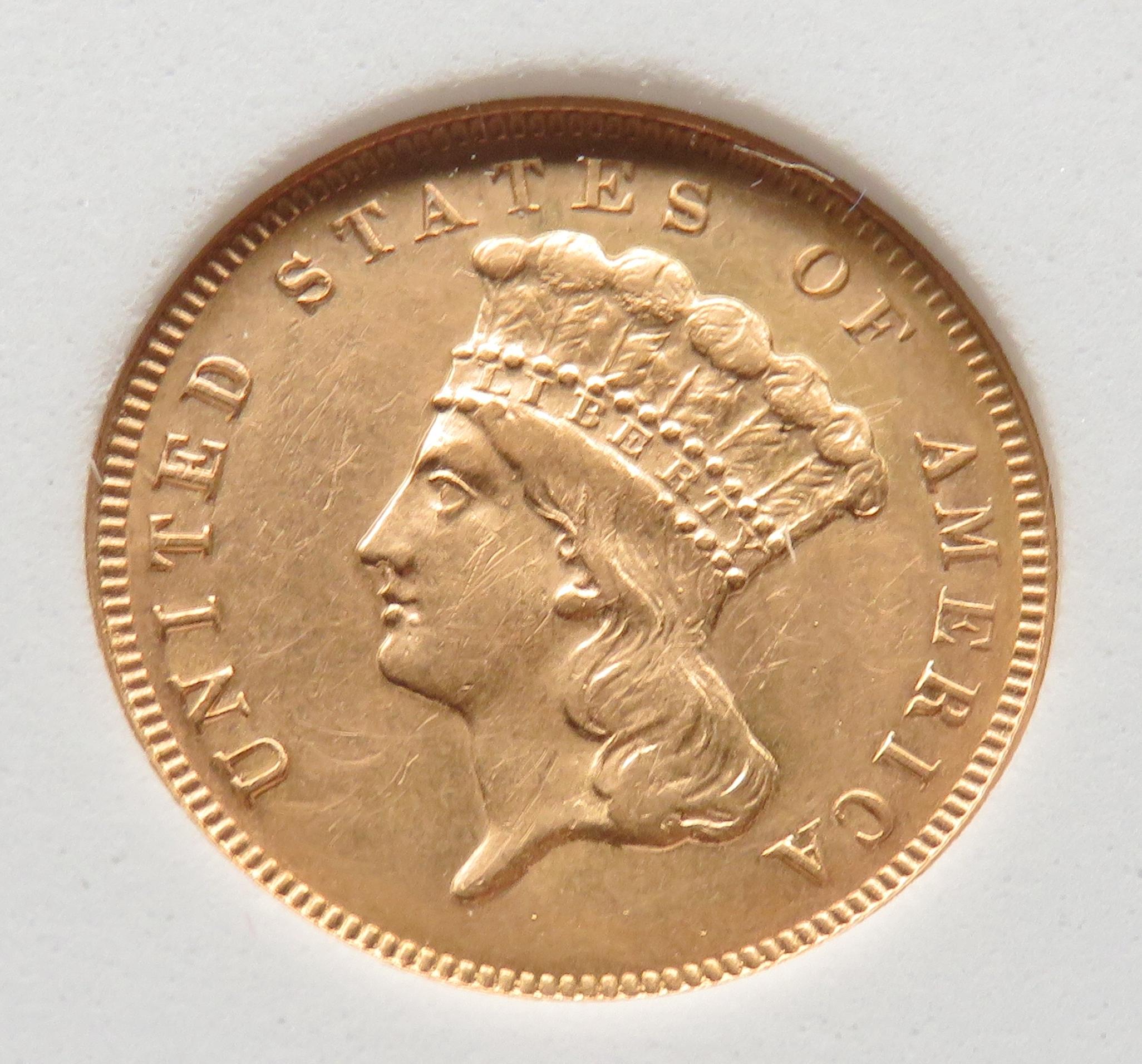 Gold Indian Princess $3 1878 NNC Mint State
