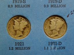 Mercury Dime Whitman Album, 76 Coins, 1916-45D. No 16D. 21 G, 21D AG. Most mm not checked.