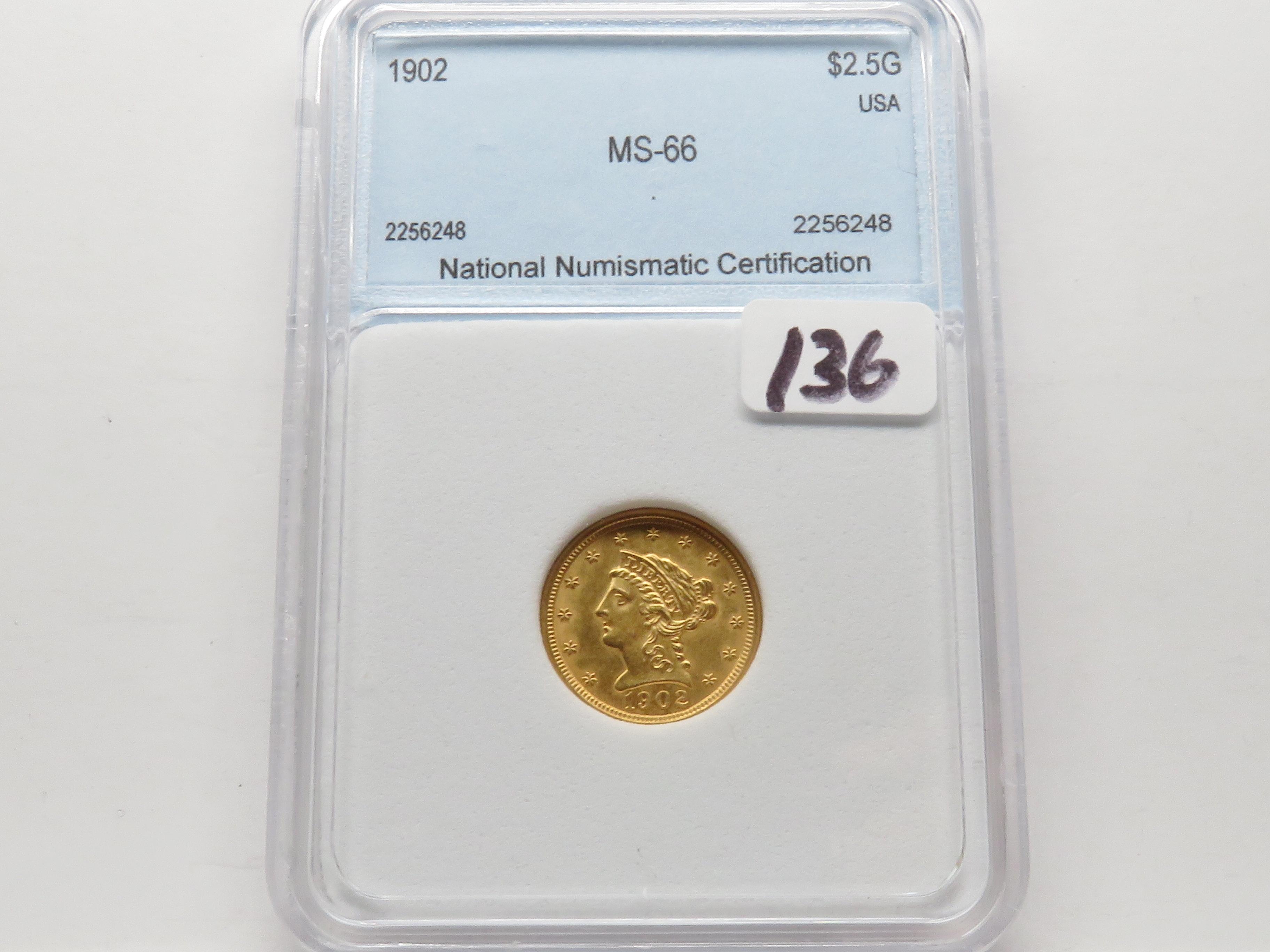 Liberty Head Gold $2 1/2 Quarter Eagle 1902 NNC CH Mint State