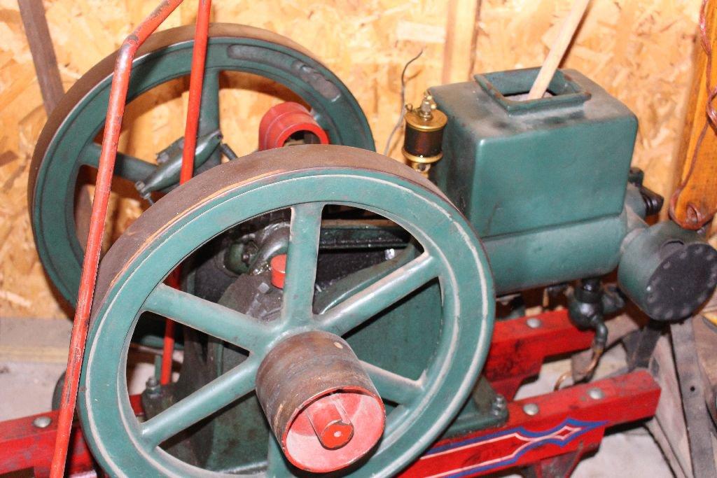 Steiner gas engine, 1 1/2 hp., on original trucks.
