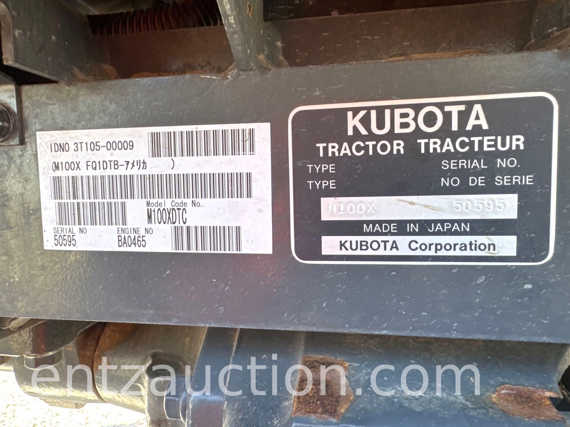 2011 KUBOTA M100X TRACTOR, C&A, 3PT,
