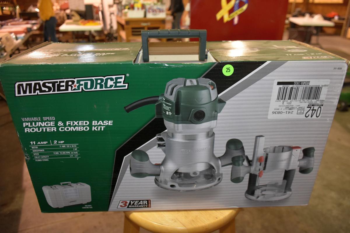 Master Force Plunge And Fixed Base, Router Combo Kit, 2HP, New In Box