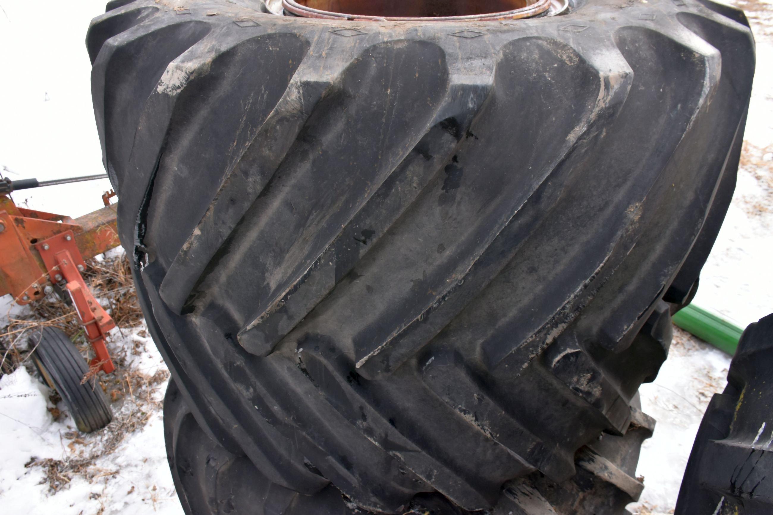 (2) Goodyear 66X43-25 6 Ply Tires, On 9 Bolt Rims