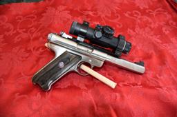 Ruger Mark II Target, 22cal. Semi Auto, With SW Scope, 4 Magazines, Case