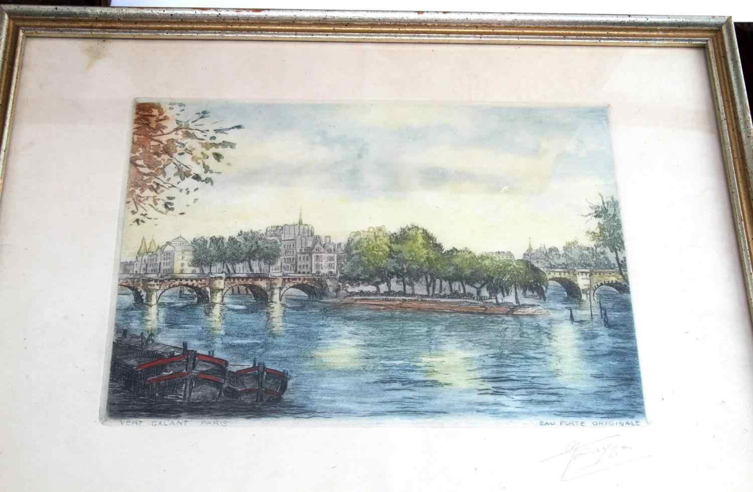 ASSORTED ART PRINT ETCHING & WATERCOLOR PICTURES