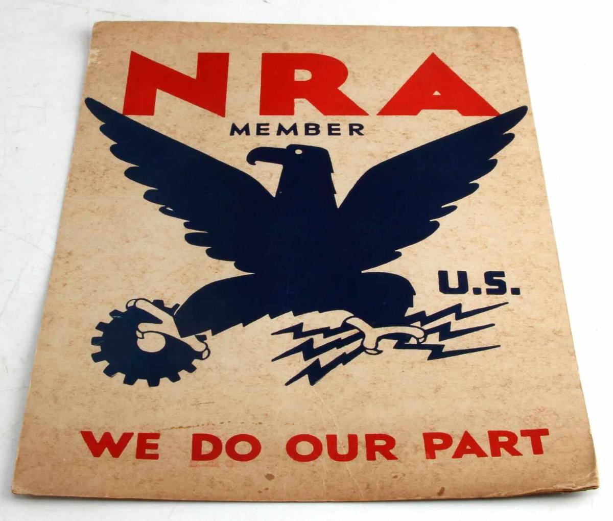 1933 US NRA MEMBER WE DO OUR PART 14X11 POSTER