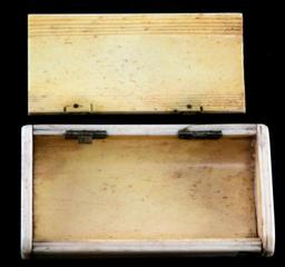 ANTIQUE HAND CARVED IVORY MASONIC TRINKET BOX