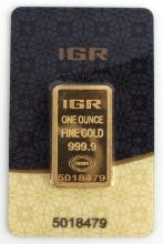 1 OZ GOLD BAR IGR 999.9 FINE GOLD BULLION INGOT