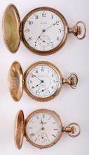 LOT OF 3 GOLD FILLED HUNTER POCKET WATCHES