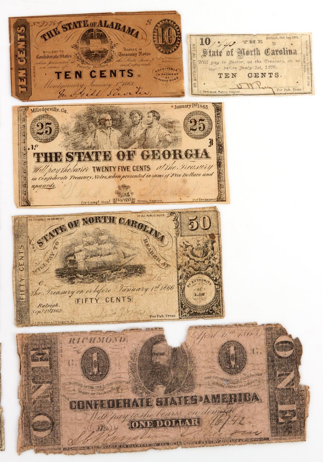 CONFEDERATE STATES OF AMERICA BANK NOTES LOT