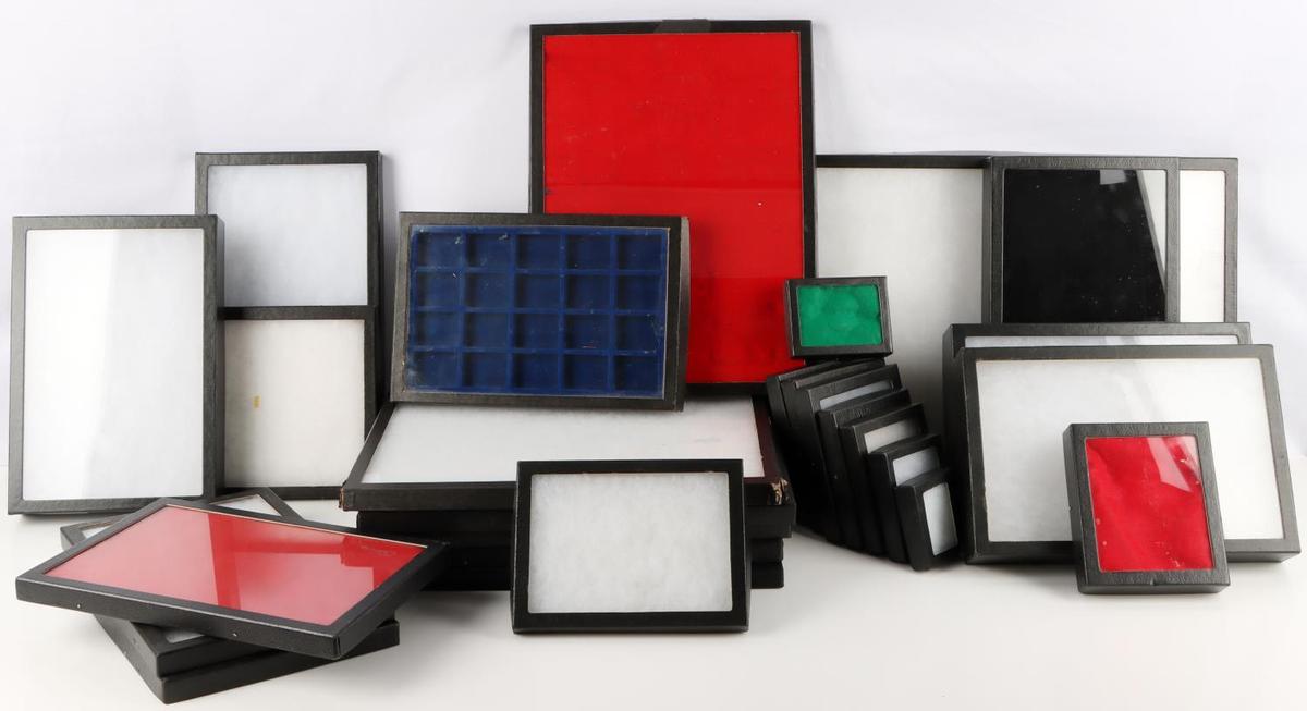 LOT OF 27 USED ASSORTED RIKER MOUNT DISPLAY CASES