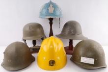 LOT OF 6 WWII TO POST WAR MILITARY COMBAT HELMETS