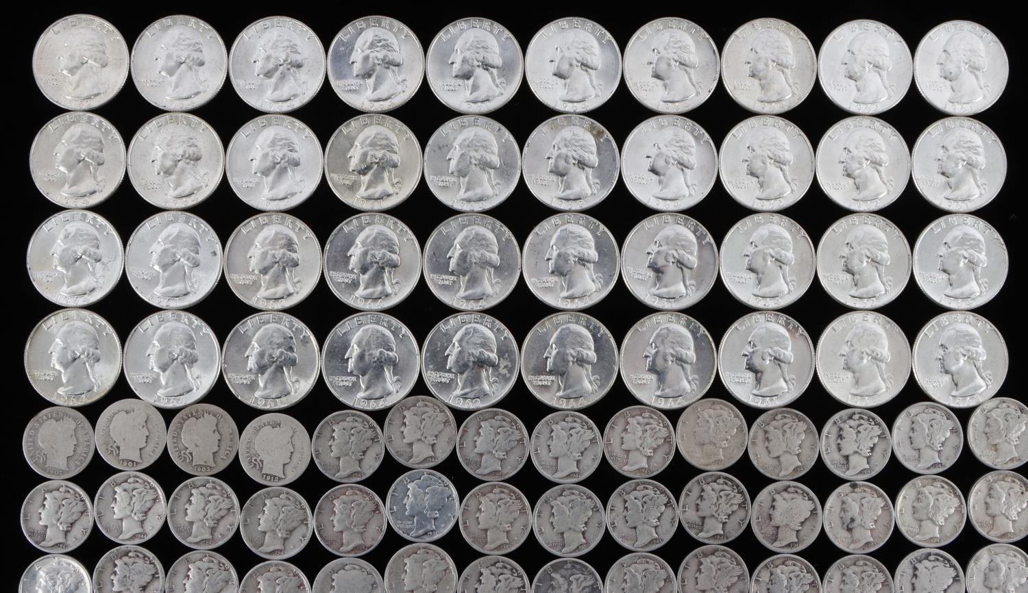 $18 FACE 90% SILVER COIN QUARTERS AND DIMES