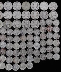 $15 FACE 90% SILVER COIN QUARTERS AND DIMES