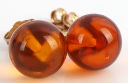 VINTAGE GOLD PEARL AND AMBER BEAD EARRINGS