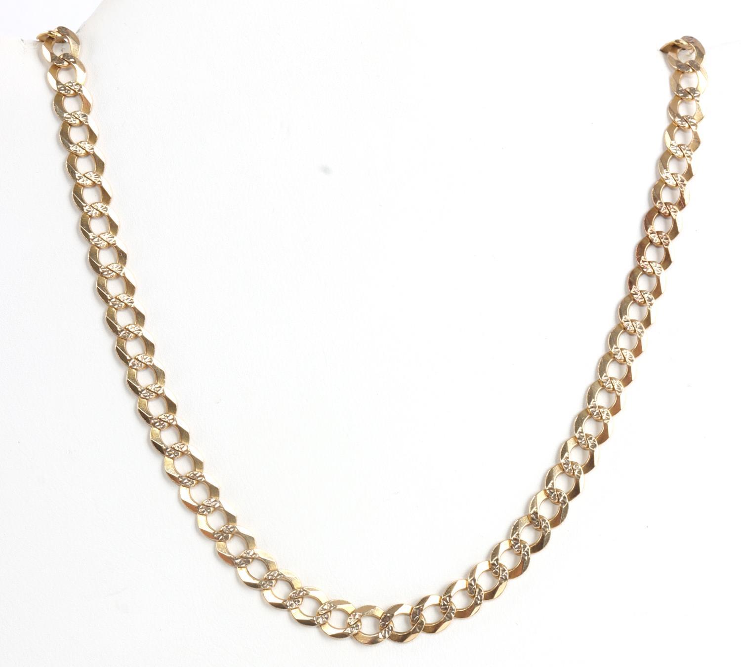 10KT GOLD CURB CHAIN WITH DIAMOND CUT ACCENT