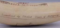 ANTIQUE WHALE TOOTH SCRIMSHAW SIGNED & DATED 1845