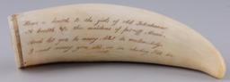 WHALE TOOTH ANTIQUE SCRIMSHAW SIGNED & DATED 1837