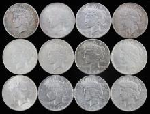 12 PEACE DOLLAR 90% SILVER COIN LOT 1922 TO 1926