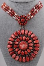 NATIVE AMERICAN SPINY OYSTER & STERLING NECKLACE