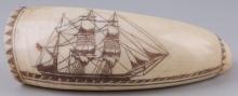 WHALE TOOTH ANTIQUE SCRIMSHAW DATED 1860