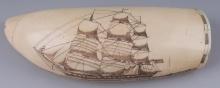 ANTIQUE WHALE TOOTH SCRIMSHAW SIGNED & DATED 1845