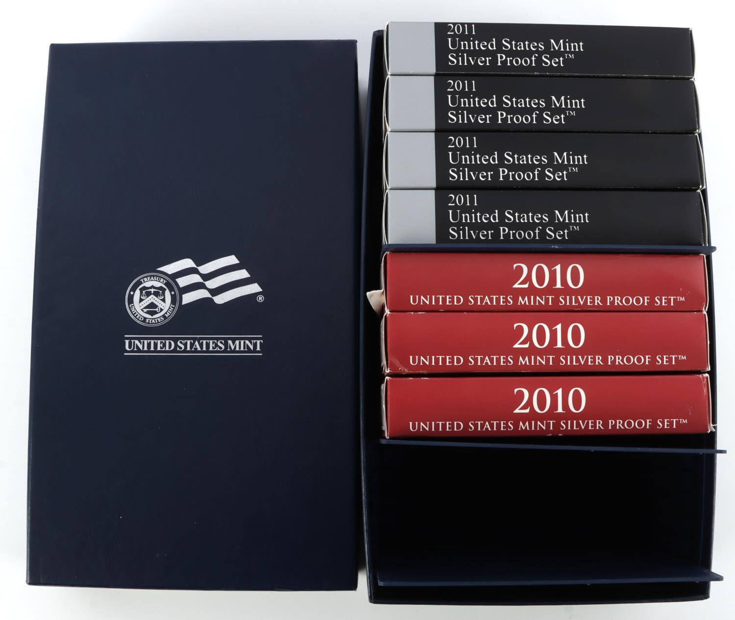 3 2010 4 2011 SILVER PROOF SET LOT OF 7