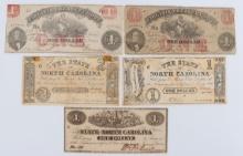 LOT OF 5 CONFEDERATE STATES OF AMERICA BANK NOTES