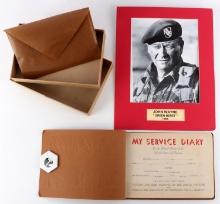 WWII SERVICE DIARY & .45 DUMMY BOX JOHN WAYNE PIC