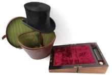 VICTORIA WRITING SLOPE & ANTIQUE TOP HAT WITH CASE