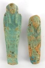 2 RARE INSCRIBED ANCIENT EGYPTIAN FAIENCE USHABTI