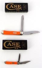 2 CASE POCKET KNIFE LOT ORANGE PEANUT & TRAPPER