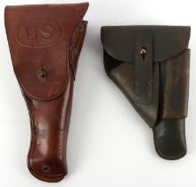 WWII US ARMY AND ITALIAN LEATHER HOLSTER LOT OF 2