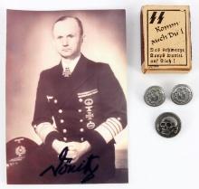 WWII GERMAN KARL DONITZ AUTOGRAPH SS BUTTONS