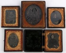 LOT OF 5 TINTYPE & AMBROTYPE PHOTOGRAPHS