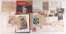 LOT OF WWII GERMAN AND US POTOS MAGAZINES LETTERS