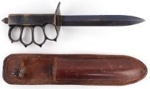 WWI MARK 1 TRENCH KNIFE WITH LEATHER SCABBARD