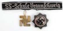 LOT OF 3 WWII GERMAN THIRD REICH SS CROSS CUFF ETC