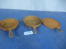 2 GRISWOLD AND ONE UNMARKED CAST IRON