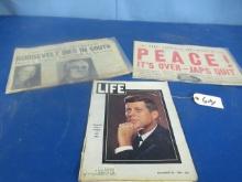 OLD NEWSPAPERS AND LIFE MAGAZINES