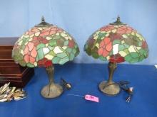2 STAINED GLASS TABLE LAMPS  23 T