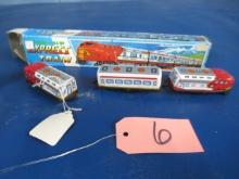 2 OLD WIND UP EXPRESS TRAIN TOYS