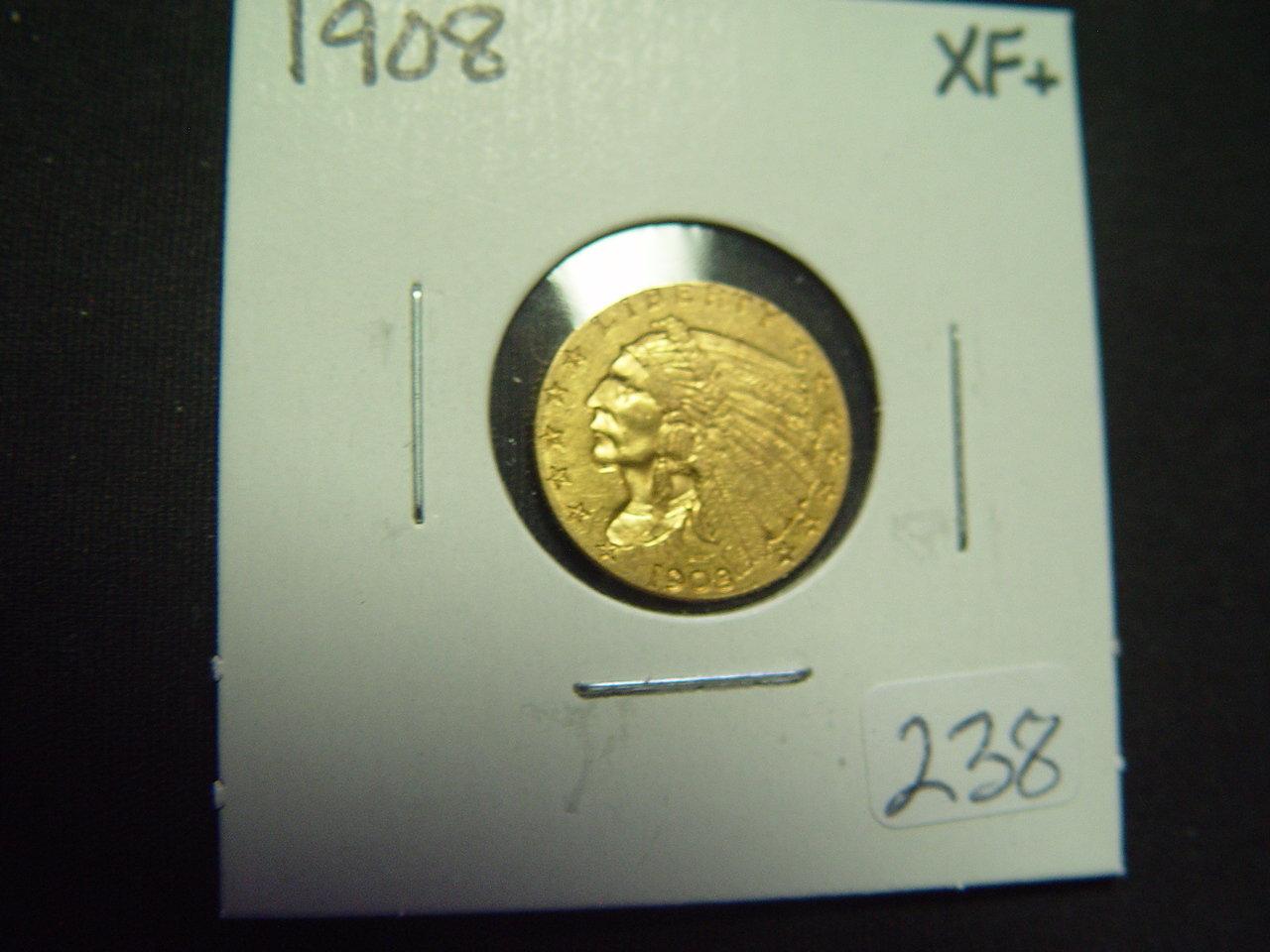 1908 $2.5 Gold Indian   XF+