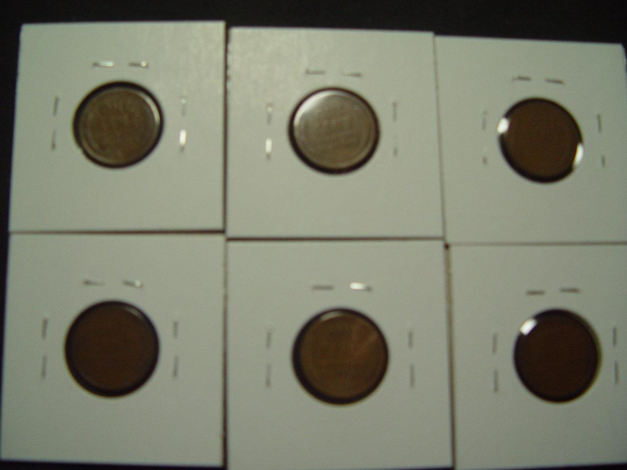 Six Mint marked Early Good Lincoln Cents: