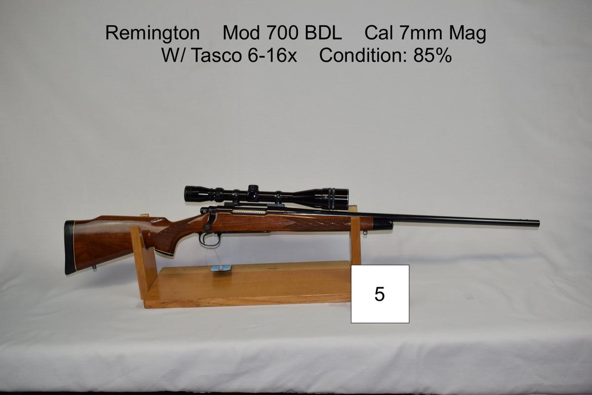 Remington    Mod 700 BDL    Cal 7mm Mag    W/ Tasco 6-16x