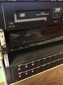 BST CDM-100 CD player, Sony Tuner, CP 1200 power conditioner and light module, in stage box