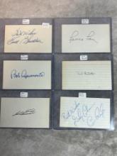 (6) Signed 3 x 5 Index Cards - Blackwell, Aspromonte, Ennis, Fain, Hassett, and Coleman