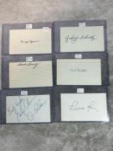 (6) Signed 3 x 5 Index Cards - Fain, Hassett, Schmitz, Coleman, Borowy, and Galan